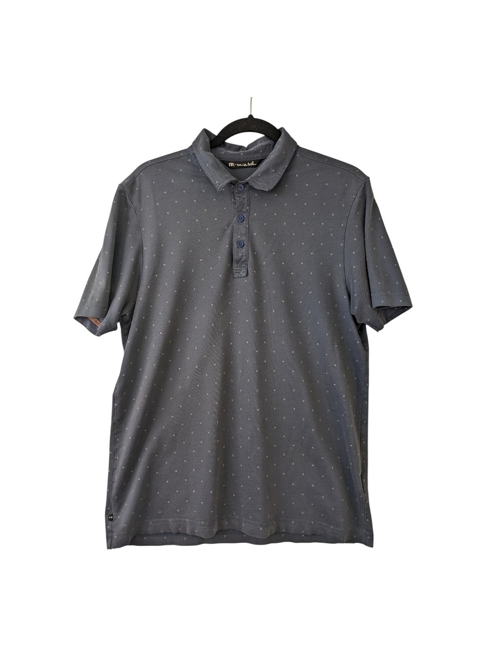 Travis Mathew Men's Charcoal Polo with Micro Dot Pattern Size M